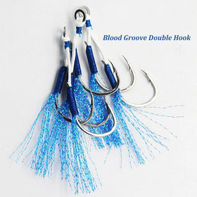 Strong Carbon Steel Shore Jigging Assist Hooks Double Hook All Sizes High Carbon Steel Anti Corrosion Fishing Hook