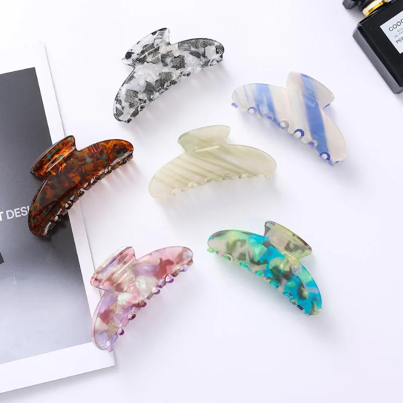 10.2 CM New Shell Marble Acetate Hair Clip Sweet Girl Grab Shark Clip Hair Claw Clips