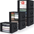 6-Pack 60L Large Capacity Foldable Durable Washable Non-Woven Underbed Storage Bag Organizer Duvet Quilt Clothes Sundries