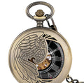 Hollow Manual Phoenix Watches Key Chain Retro Roman Mechanical Pocket Watches