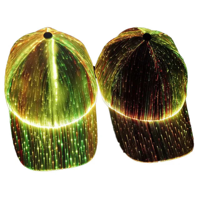 LED 7 Color Cap Optical Fiber Luminous Cap Performance Cap