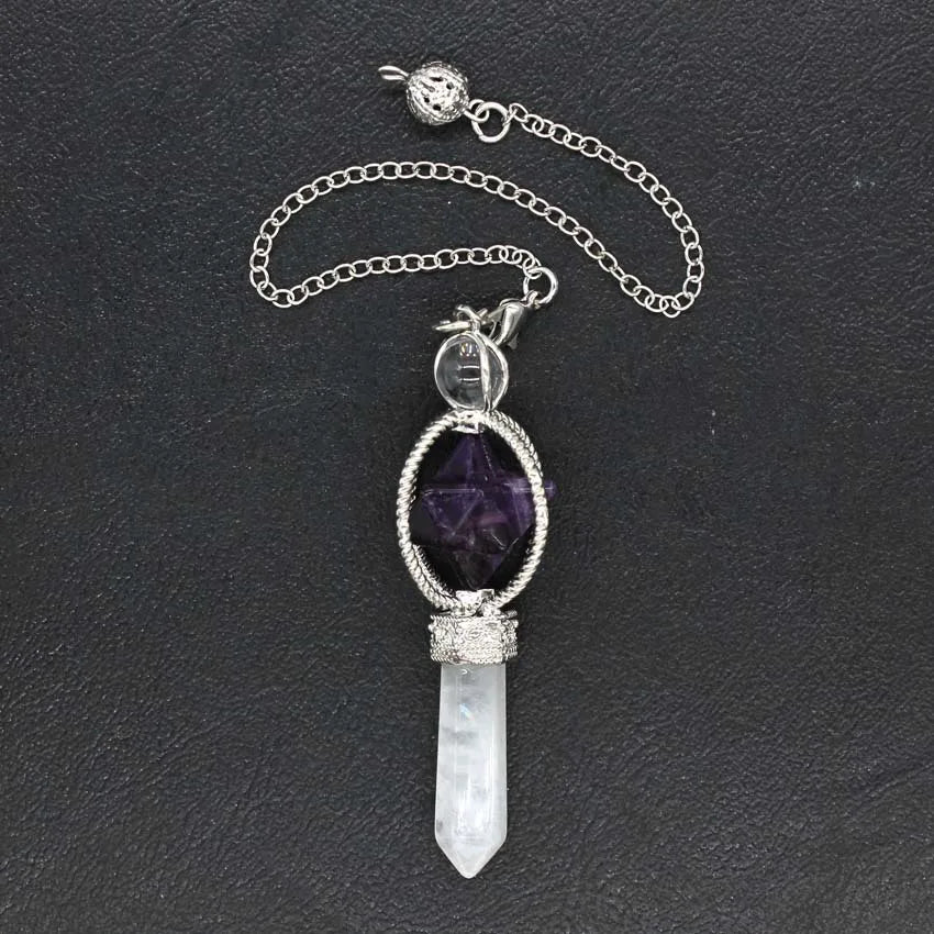 Hongzhuo Natural Stones Pendant Amulet Crystal Meditation Pendulum Amethyst Reiki Energy for Men Women Jewelry Jewelry