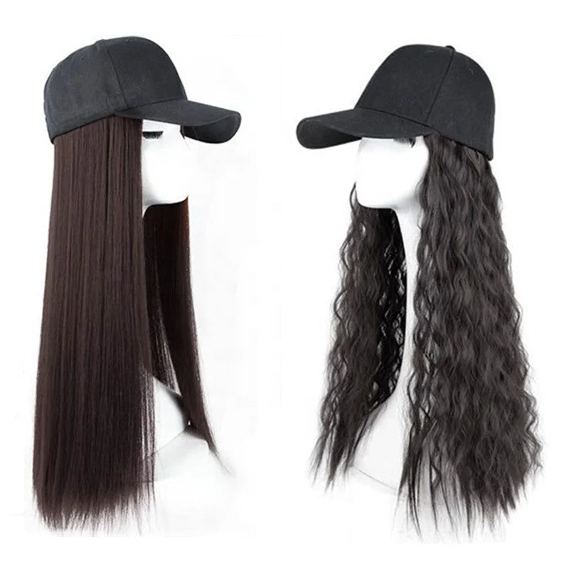MIO Hot Sale Long Straight Wig Hat Hair Beanie Wig Hats for Black Women Cheap Baseball Hats Wig