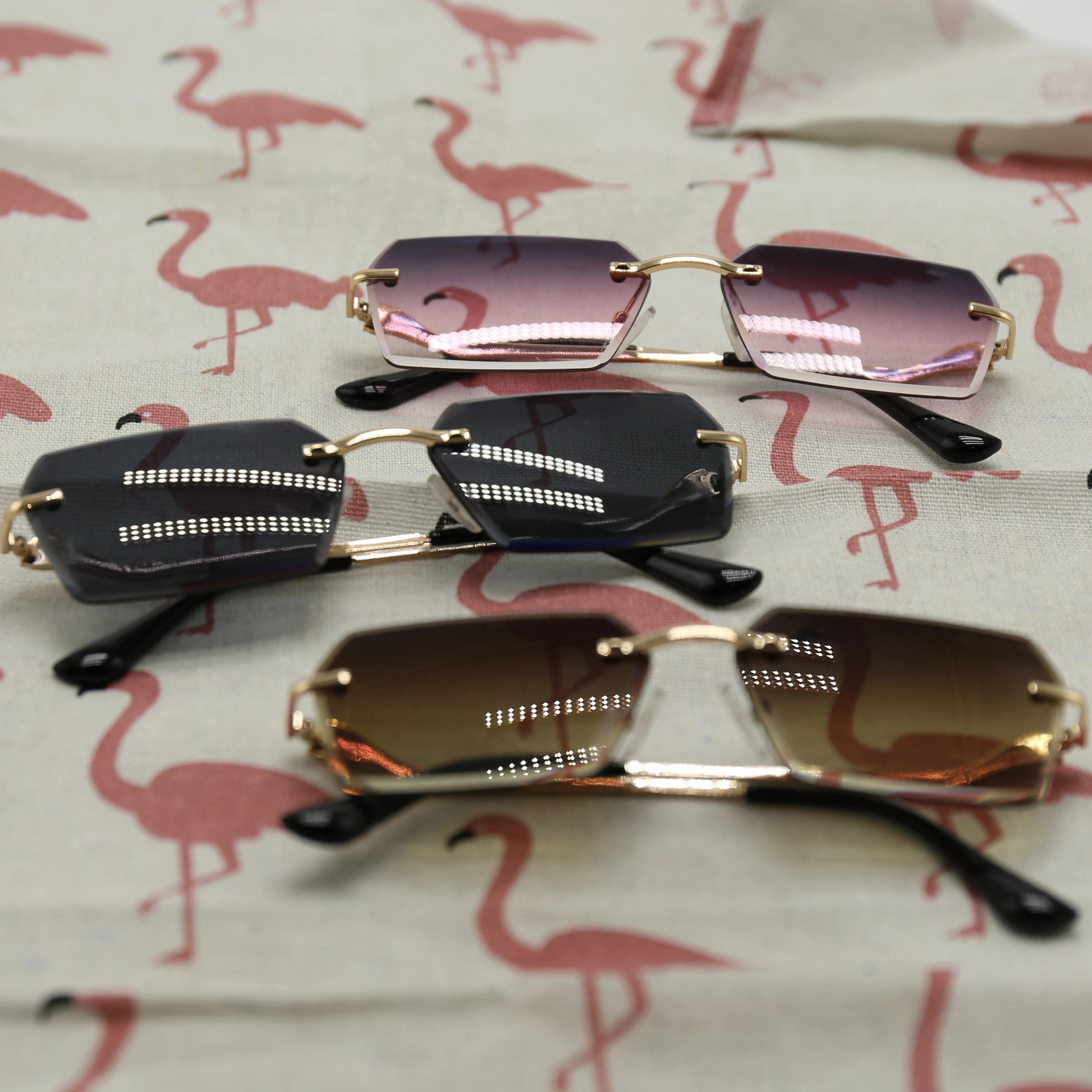 2023 Hot Sale Rectangle Sunglasses Men Luxury Sun Glasses Fashion Square Rimless Vintage Sunglasses Uv400
