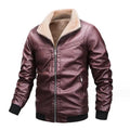 Winter Plush Thickened Lapel Fur Collar Leather Jacket Men Slim Handsome Motorcycle Men's Jackets