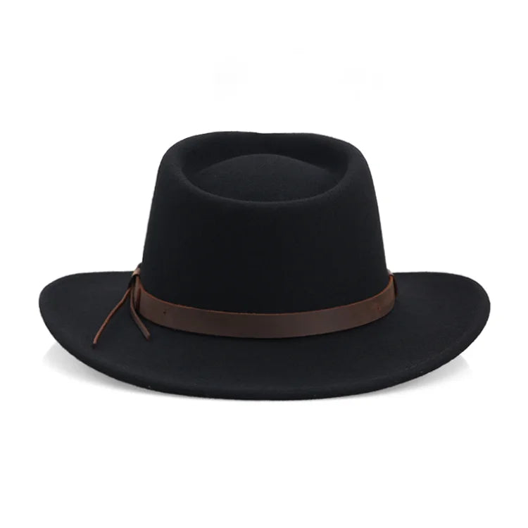 R184 Classical 100% Wool Western Cowboy Hat Large Brim Equestrian Jazz Cap for Party or Formal