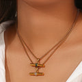 Fashion Non Tarnish Jewelry 18K Gold Plated Couple Necklace Stainless Steel Bar Necklace for Women Men Christmas Gift