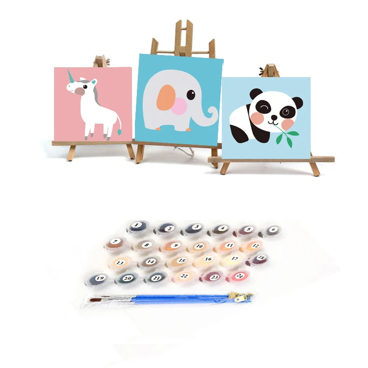 Animals DIY Paint by Numbers Painting Kit Kids Image Paints by Numbers Hand Painted Unique Gift for Children Doctor 20x20cm MegaBDM