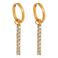 Fashion Simple Sparkling Zircon Tassel Long Strip Earrings Temperament Niche Design Titanium Steel Earrings Jewelry Party Gift
