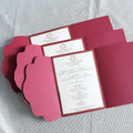 Unique Burgundy Red Pocket Envelope Wedding Invitations Marriage Invite Cards Opening Ceremony Invitation with Gold Foiling Edge