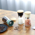 Kitchen Tooling Colorful Plastic Top 170ml Glass Jar Beech Wood or Bamboo Lid Ceramic Grinder Core Salt Pepper Mill