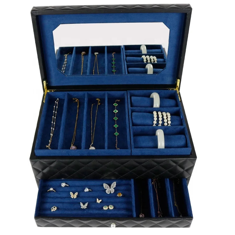 Wholesale Jewelry Packaging Box Jewelry Box PU Convenient Carry Travel Jewelry Storage Box