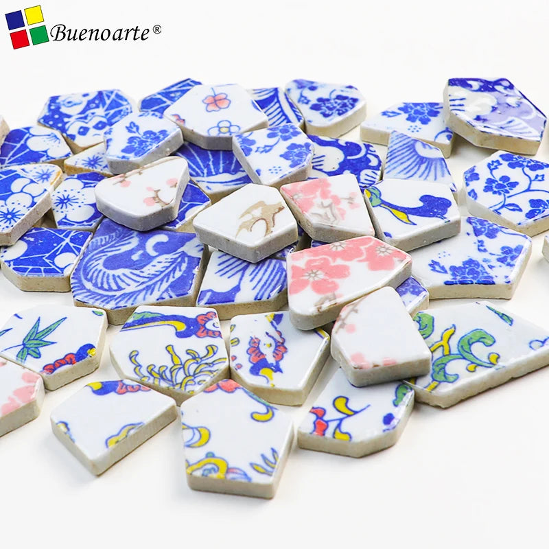 Broken Ceramic Mosaic Tiles Modern Glazed Irregular Blue and White China Plate Mosaic Tiles for Outdoor Crafts