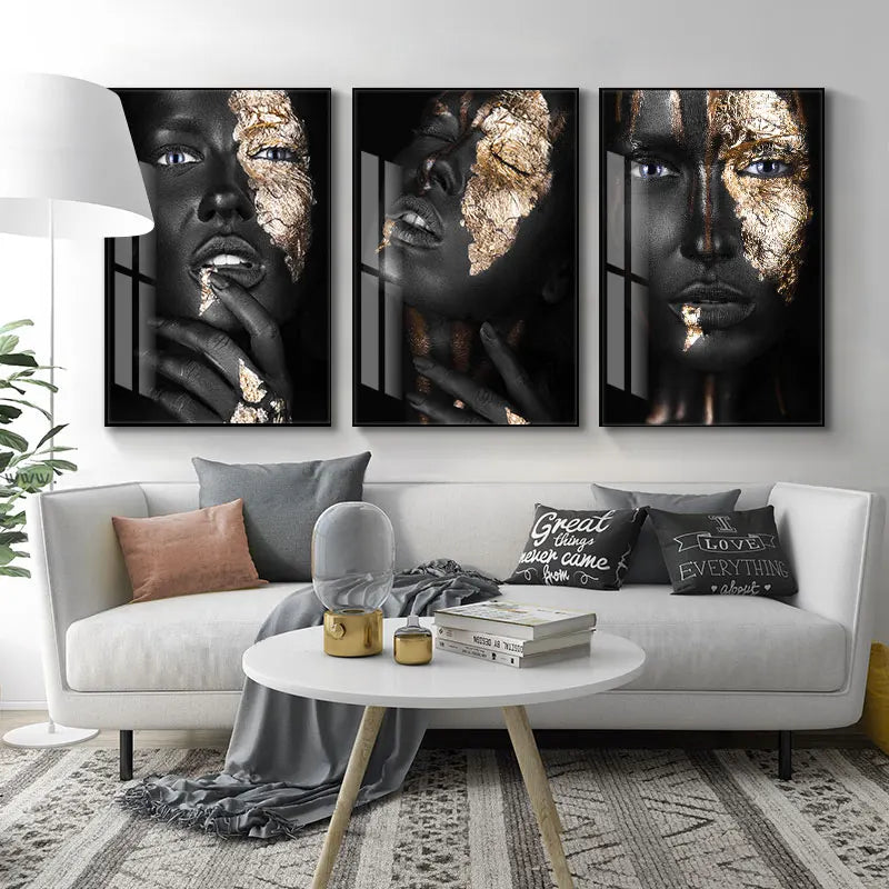 Unframed Sexy Black Dark Skinned Woman Modern Oil Portrait Canvas Painting Wall Art Print Living Room Decor Wallpaper Stickers