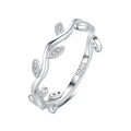 Dainty 925 Sterling Silver Leaf CZ Diamond Women Simple Fashion Zircon Wave Shape Finger Ring