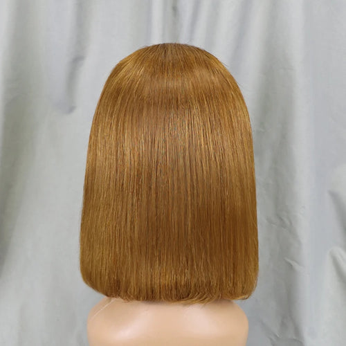#30 Gray Color Straight Bob Wig Human Hair 200% Density 13x4 Lace Full Frontal Bob for Black Women