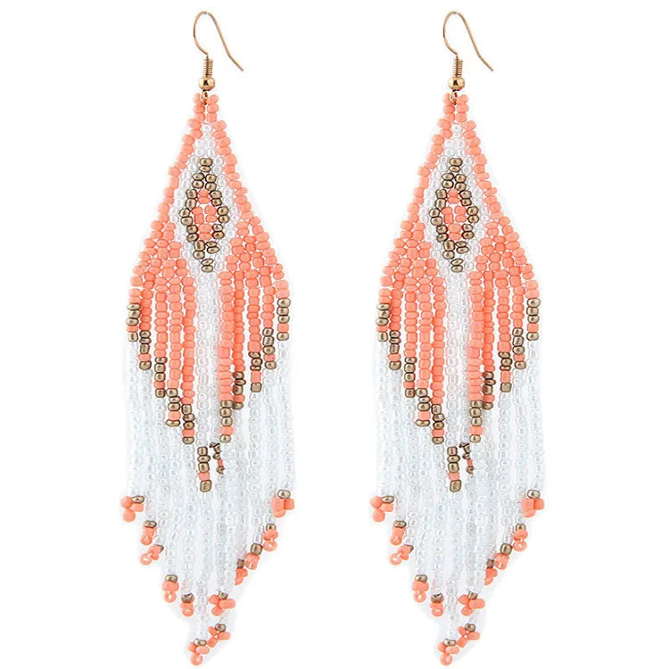 SC Fashion Bohemian Drop Earrings Exaggerated Multilayer Colorful Women Earrings Handmade Beads Tassel Earrings