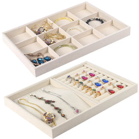 Custom Cream Velvet Jewelry Tray Ring Earring Studs Storage Display Tray Necklace Bracelet Headband Jewelry Organizer Tray
