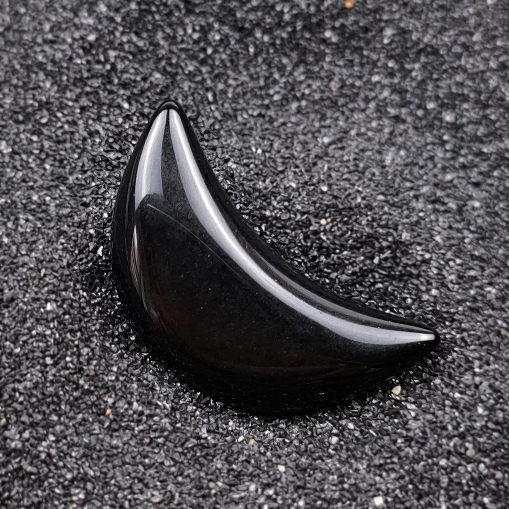 natural gemstone Crystal Healing Stones Folk Crafts Moon Set Black Obsidian