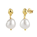 Fine Jewelry 925 Sterling Silver 18k Gold Plated Jewellery Fresh Water Drop Earring Freshwater Pearl Stud Earrings for Women