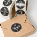 Custom 2 Inch Round logo Printing Takeaway Lunch Box Sticker Recyclable Waterproof Fast Food Container Packaging Roll Label