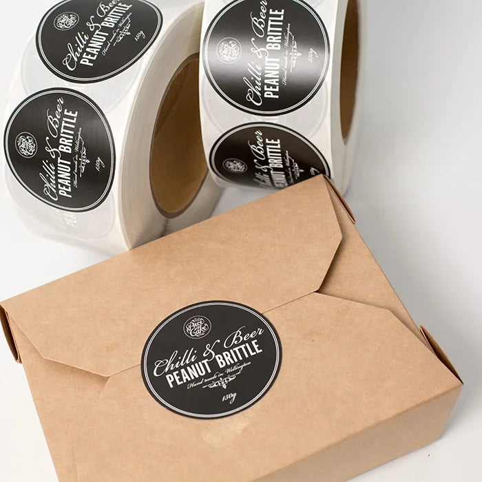 Custom 2 Inch Round logo Printing Takeaway Lunch Box Sticker Recyclable Waterproof Fast Food Container Packaging Roll Label