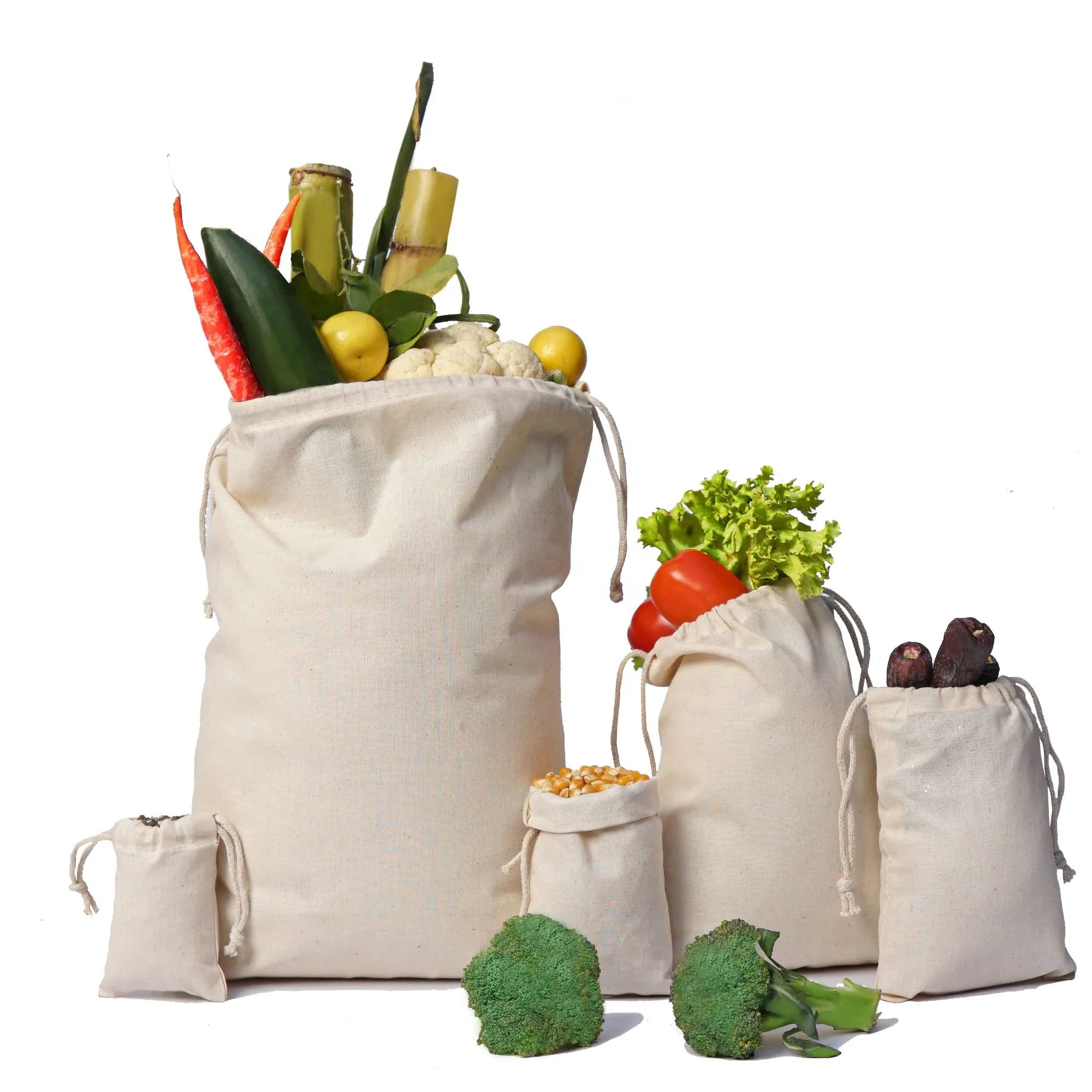Promotional Large Organic Cotton Bags Custom Canvas Cloth Drawstring Packaging Dust Bag Cotton String Bag With Logo