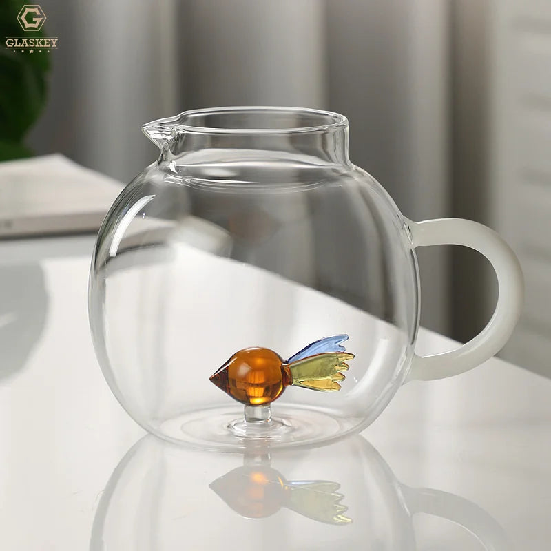 High Borosilicate Glass Cold Water Kettle With Handle 3D Animal Christmas Water Jug Custom 3D Pattern Water Glass and Pitcher