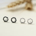 Korean Vintage Geometry Circle 925 Sterling Silver Stud Earrings for Women Zircon Statement Jewelry for Engagement