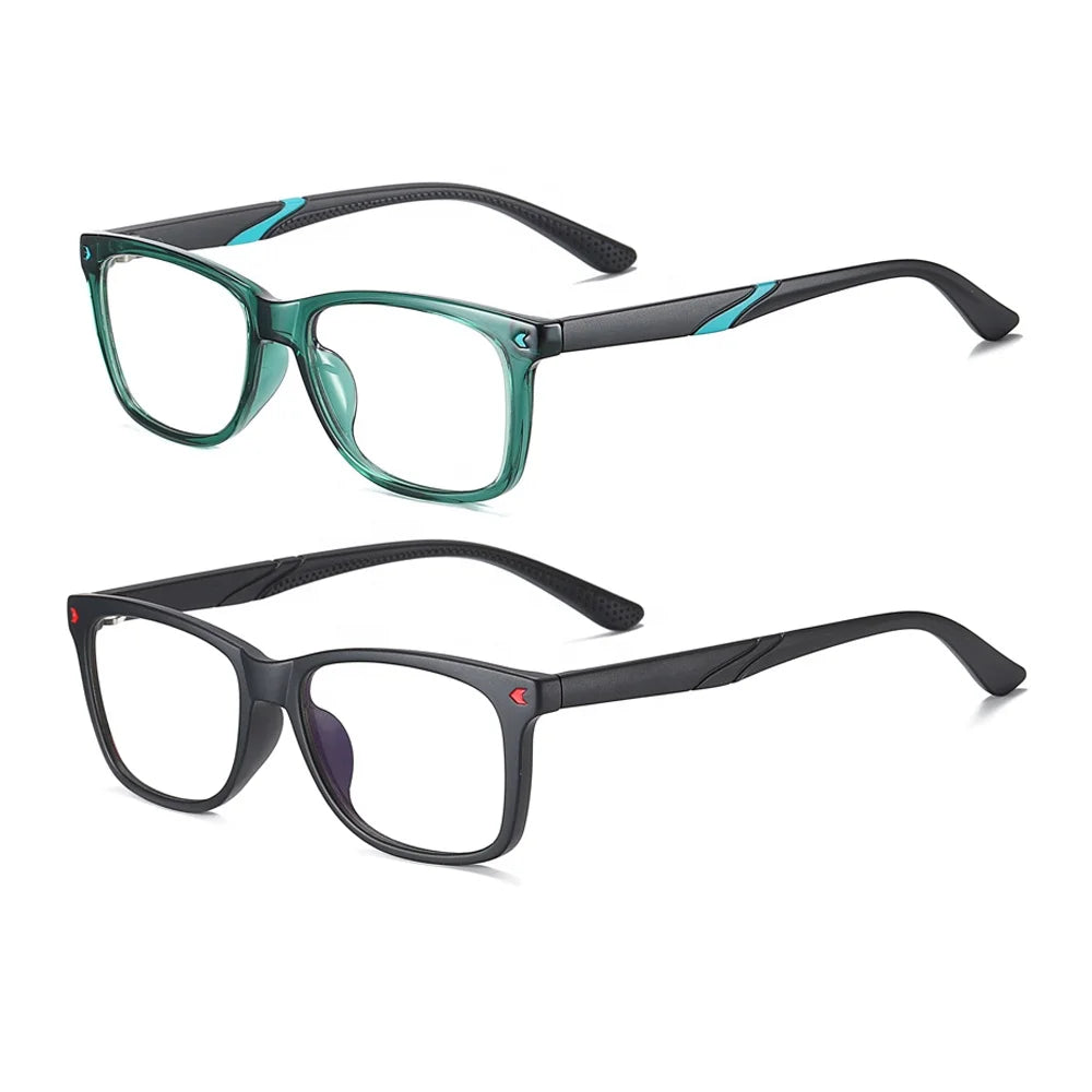 Ultra Lightweight T90 Rectangle Kids Glasses Durable Hinge Anti-Slip Side Arm Temples Colorful Spectacle Frame Round Style