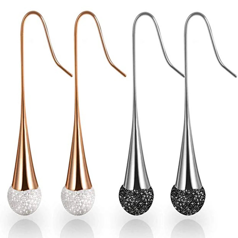 Fashion Womens Earrings High Polish Smooth Drop Water Jewelry Earring Stainless Steel Gold Color Black Rose Gold Earrings