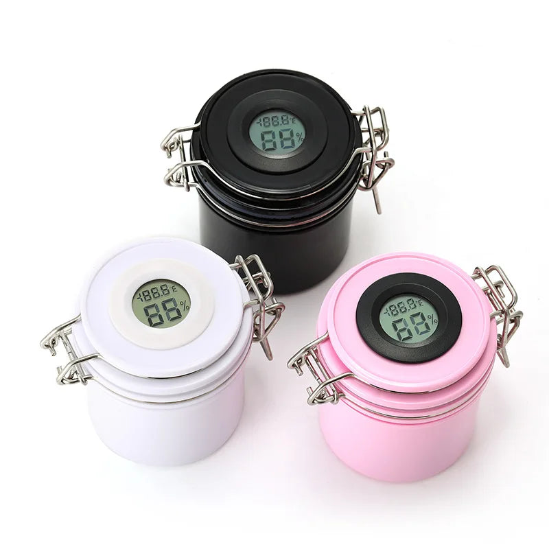 XIUSUZAKI Eyelash Extension Glue Storage Container Activated Carbon with Temperature Hygrometer Glue Storage Tank