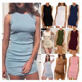 Latest Custom Women Round Neck Sleeveless Eco-Friendly Natural Waist Bodycon Crewneck Summer Casual Dress Solid Color
