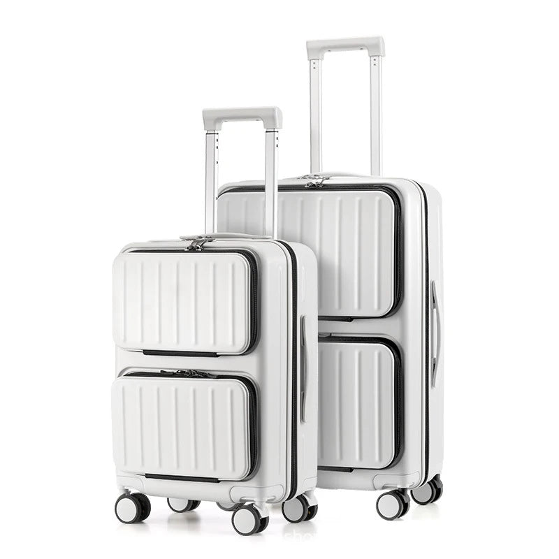 New Arrival Custom Luggage Suitcase with Front Two Pockets and Spinner Wheels Universal Luggage Set