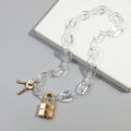 Creative Hip Hop Gold Plated Lock Key Creative Pig Nose Clear Acrylic Chain Punk Man Birthday Gift Necklace Choker for Women