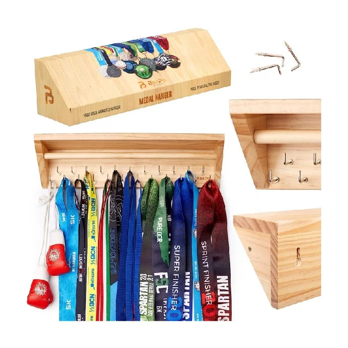 Basketball Soccer Honors Wall Mount Rack Medal Hanger Trophy Shelf Display Sport Awards Sturdy Medal Holders