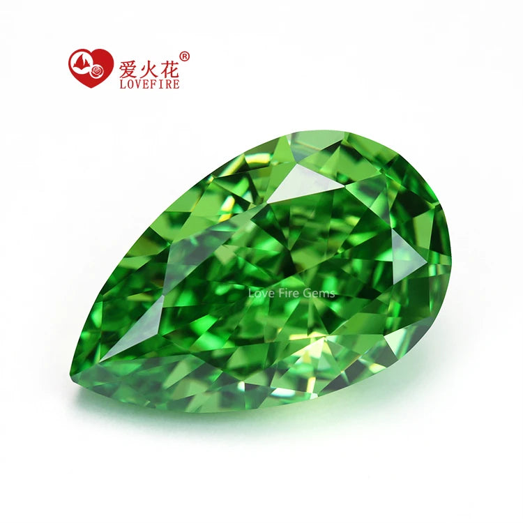 Top Grade Synthetic Cz Stones Cubic Zirconia Price 4k Crushed Ice Cut Pear Blue Green Orange Color Cubic Zirconia