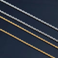 202 High-end Fashion Steel Color Twist Chain Real 18k Gold Plated Rope Chain Stainless Steel Necklace for Women