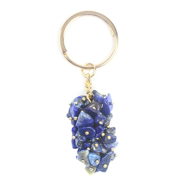 2026 Home Use Reliable Natural stone key ring_ Sodalite Stone energy Key chain_ Sodalite grape Shaped Pendant Folk Crafts