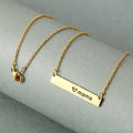 Stainless Steel 6MM*35MM Rectangular Strip Bar Pendant LOGO Text Deep Engraved Bar Necklace Gold Monther's Day Gift