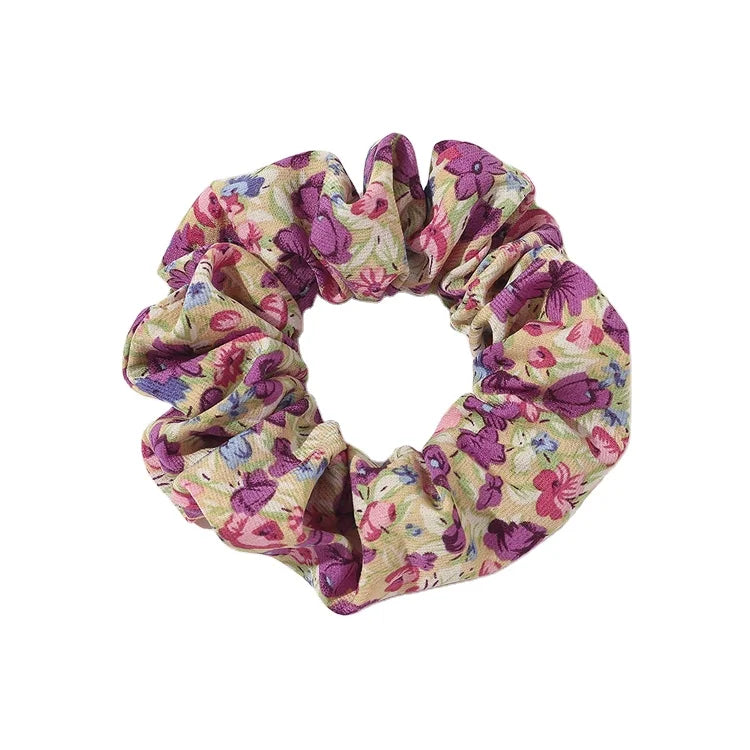 MIO Soft & Comfortable Hair Band Painting Flower Printed Hair Scrunchies Elastic Hair Ties Floral Scrunchies for Women