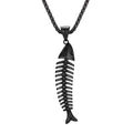 Manufacturer Animal Jewelry Men Black Pendant Box Link Chain Necklace Fish Bone Stainless Steel Man Necklace