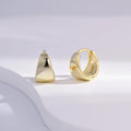 Wholesale Earrings Jewelry Gold Plated Fan Shape Huggie 925 Sterling Silver Fine Jewelry Earrings