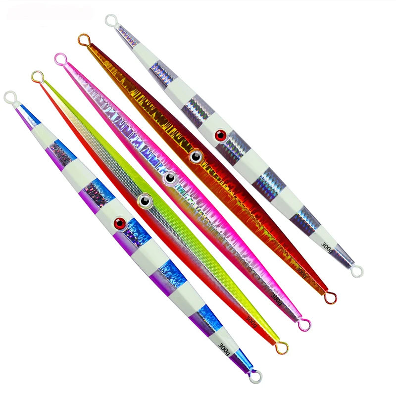 WEIHE 60g-300g 5Colors Artificial Hard Lure Metal Jig Lures Lead Fish Bait for Sea Fishing