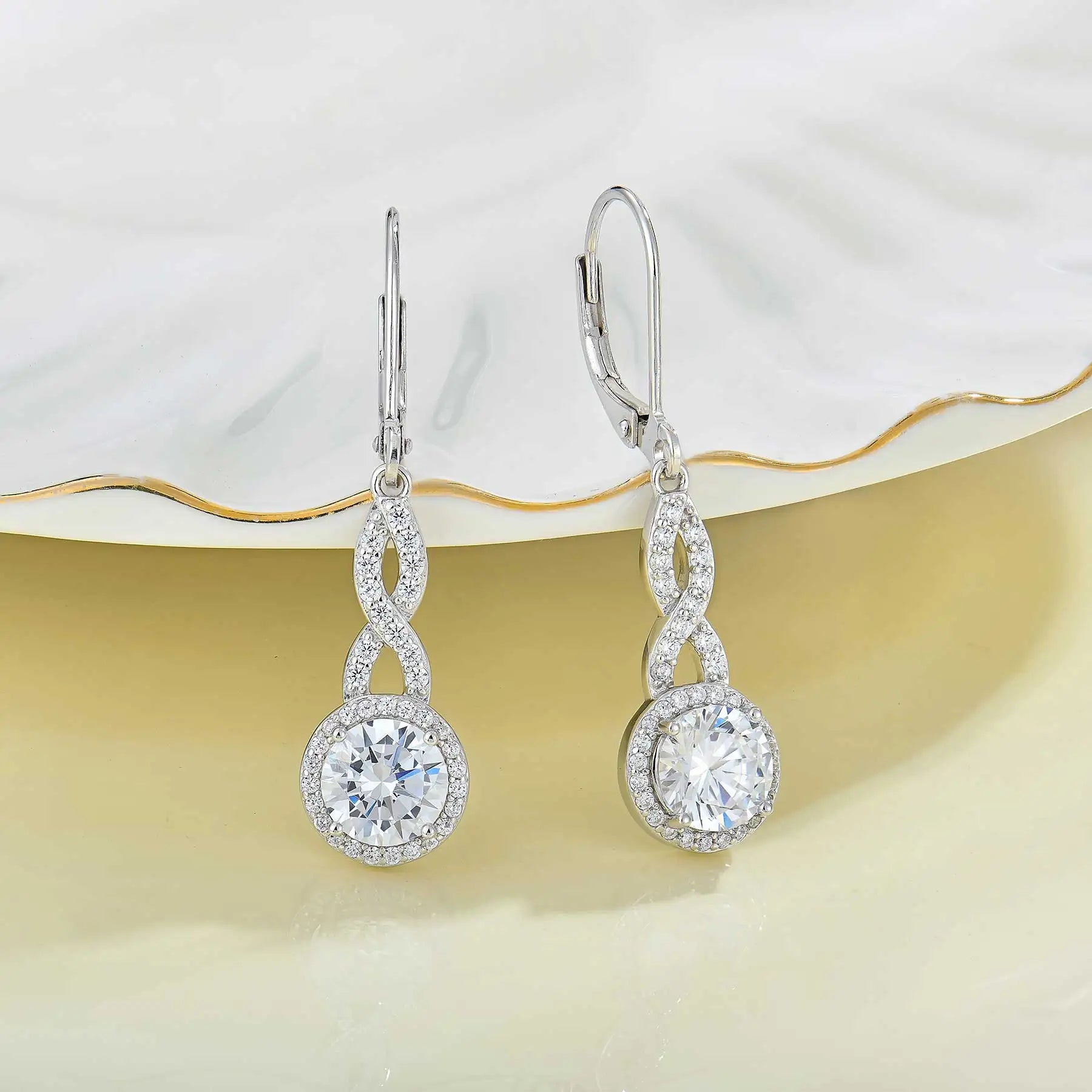 QINGXIN 925 Sterling Silver Mother's Day Gift Party Jewellery Luxury Zircon Gemstone Hoop & Huggie Drop Earrings Women