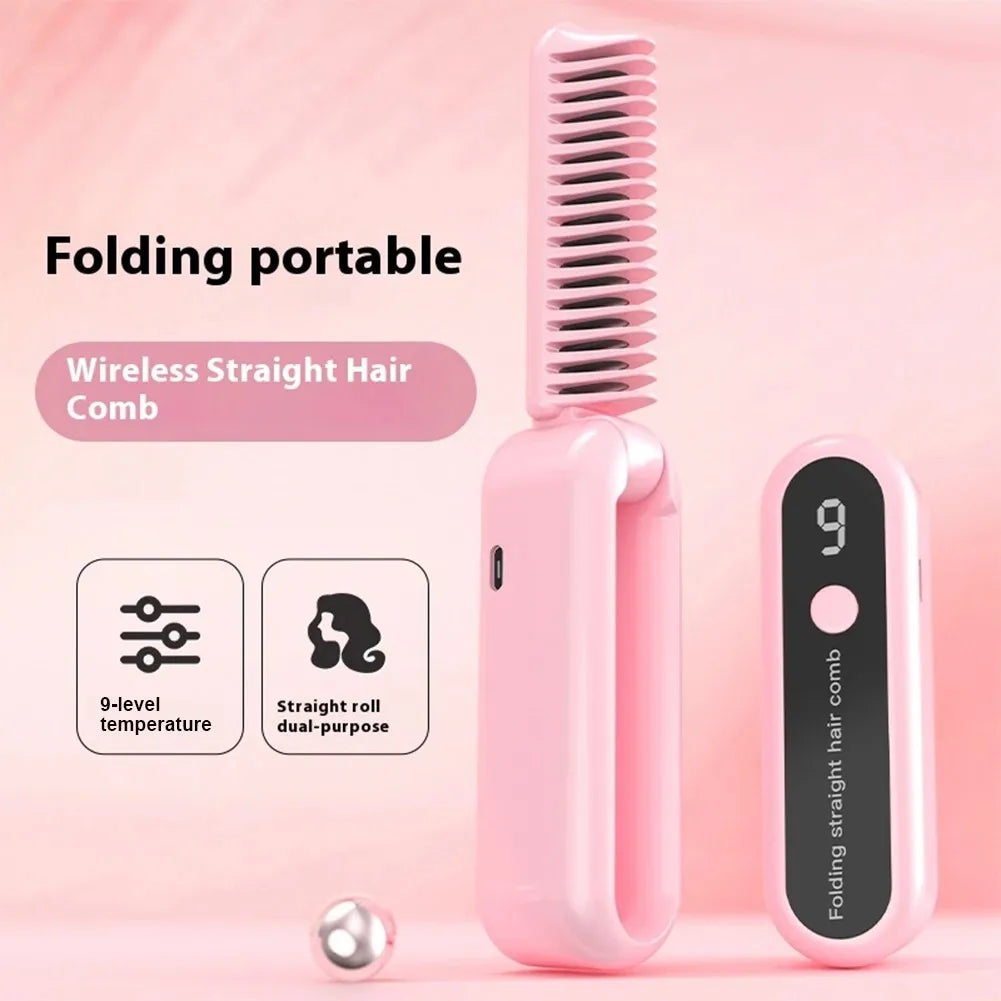 New 2 in 1 Professional Hair Straightener with 9 Gears Heat Ceramic Ionic Fast Heat-Up Negative Ion Hair Flat Iron Lcd Display