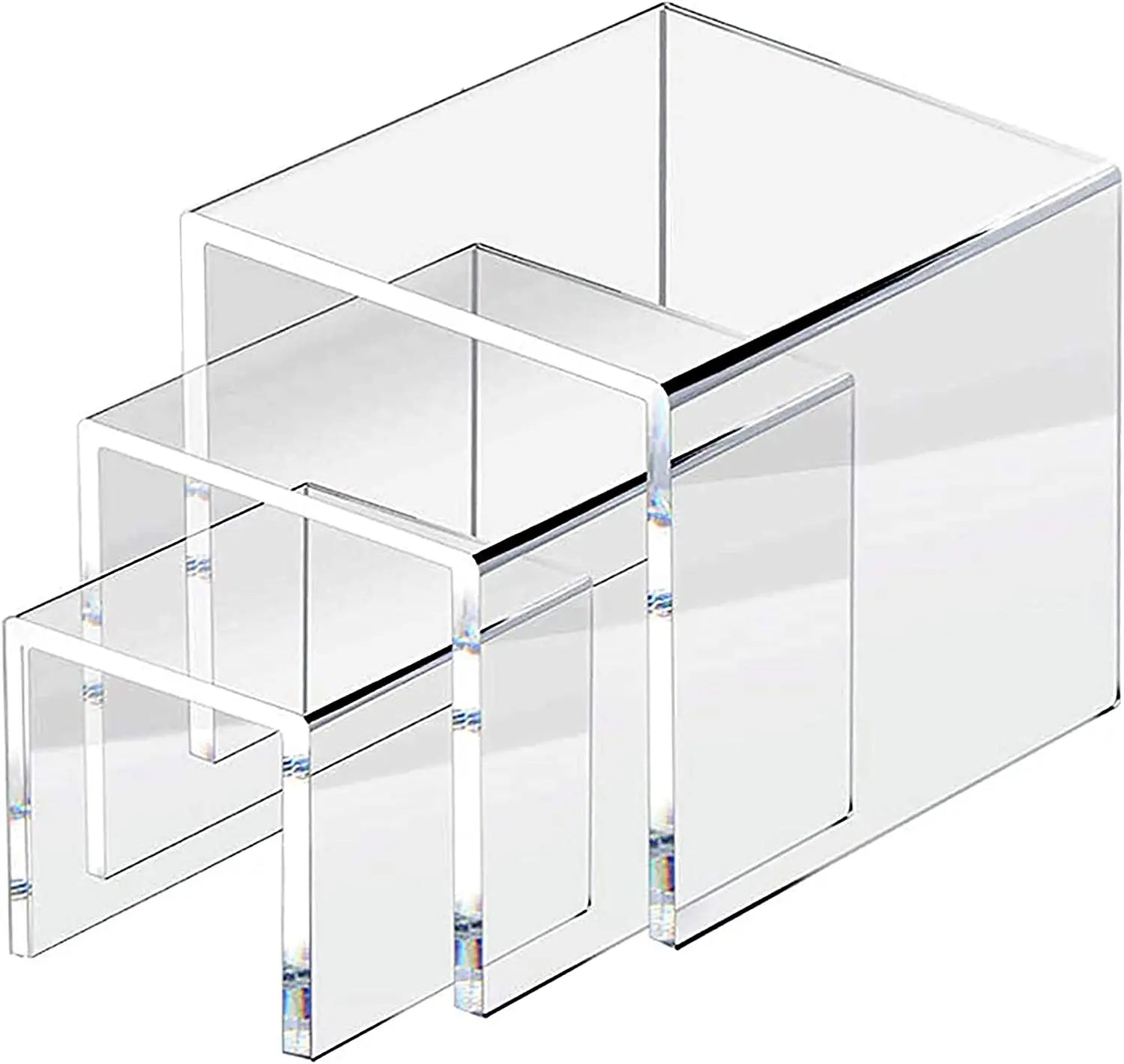 3 Pieces Acrylic Risers for Display Clear Display Stands for Shelf Dessert Cupcake Candy Food Tabletop Collectibles