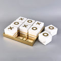 Luxury Marble Tic Tac Toe Game Set with Gold Tray Stylish Coffee Table Knick-Knack for Modern Home Decoration