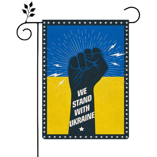 Promotional Product 48h Fast Delivery 30x45cm Garden Flags Double-Side Linen Outdoor Decorative Custom Ukrainian Garden Flag