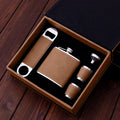 Custom Logo Laserable Leatherette Hip Flask Gift Set Groomsmen Ensemble Cadeau Stainless Steel Flask with Cups Bottle Opener